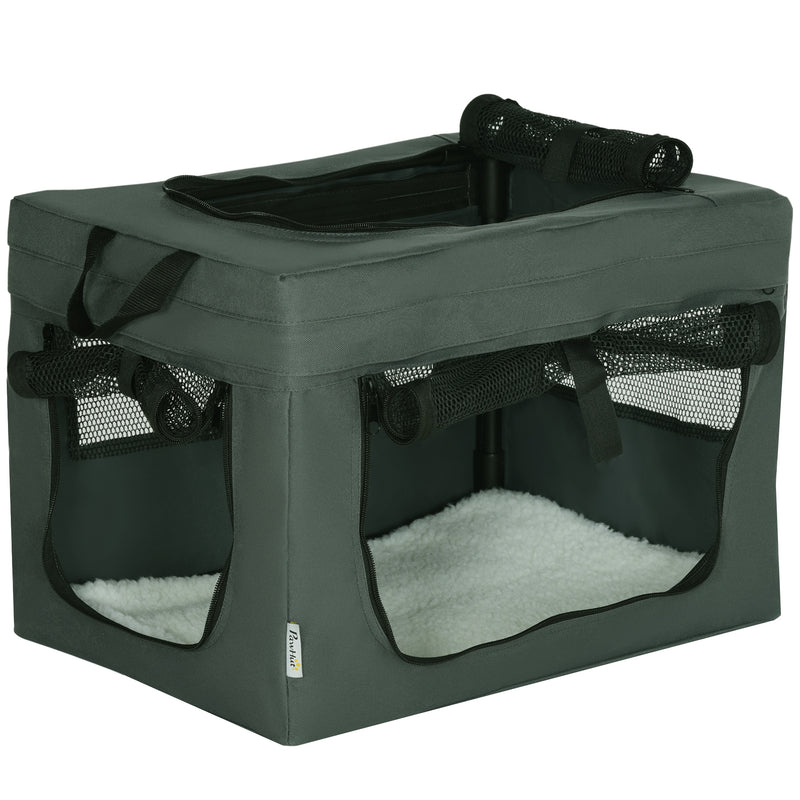 Portable Pet Carrier With Soft Cushion For Small Dogs Ideal For Travel, Grey