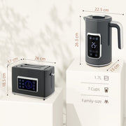Touch Screen Kettle and Toaster Set With Fast Boil Feature For Modern Kitchens Grey