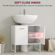 White Under Sink Bathroom Cabinet With Soft Close Doors For Pedestal Or Countertop Basin