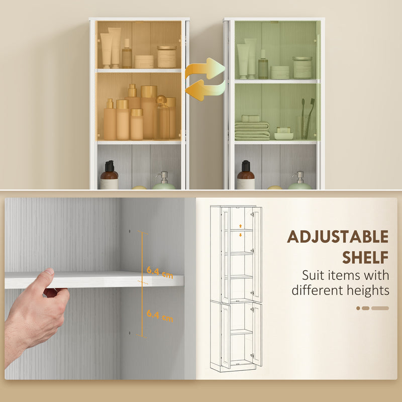 Bathroom Floor Cabinet Slim Storage for Small Spaces with Adjustable Shelf White