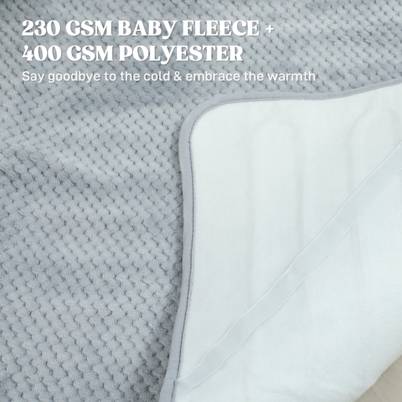 Electric Heated Throw Blanket with 5 Heat Settings and 10 Hour Timer for Cosy Warmth Grey AOSOM