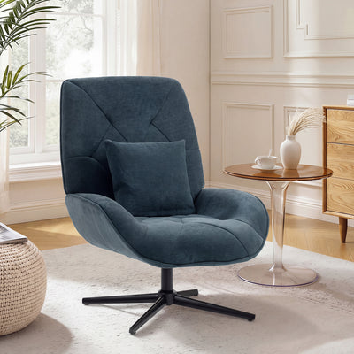 Accent Swivel Chair with High Back and Lumbar Support for Living Room or Bedroom Dark Green AOSOM