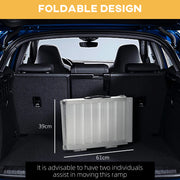 Folding Aluminium Wheelchair Ramp with Carry Handle for Mobility Access Support Silver AOSOM