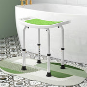 Height Adjustable Shower Stool With Padded Seat and Drainage Holes for Bathroom Use, Green