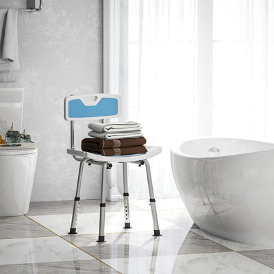 Height Adjustable Shower Chair with Backrest and Anti-Slip Feet by HOMCOM