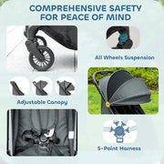 Lightweight Foldable Baby Stroller with Adjustable Seat and Canopy Ideal for Travel Dark Grey AOSOM