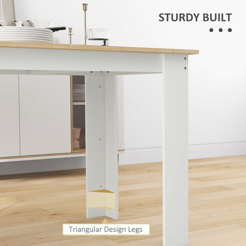 Dining Table for Small Spaces Seats 6 Easy Clean Wood Effect Oak White AOSOM