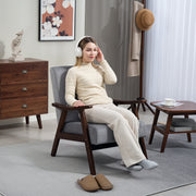 Grey Upholstered Velvet Armchair With Solid Wood Frame and Padded Seat by HOMCOM