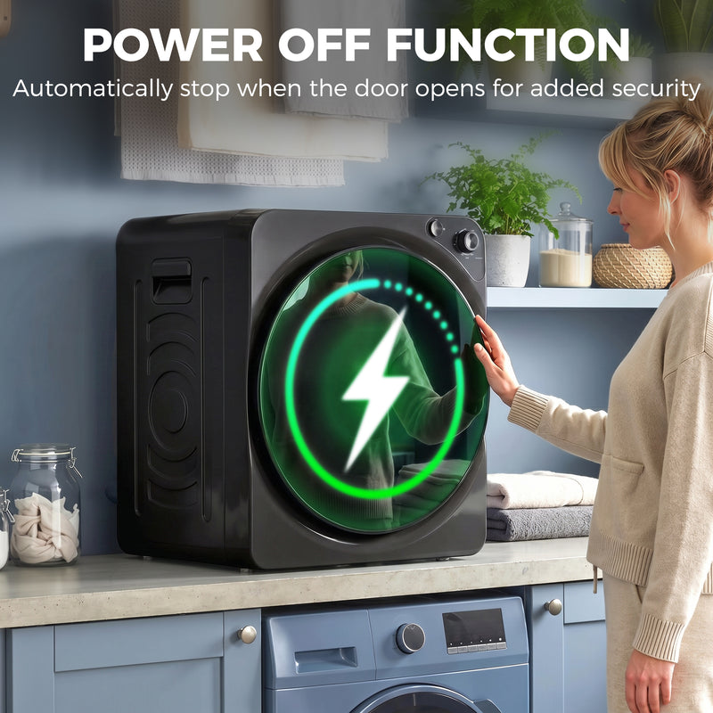Compact Stackable Tumble Dryer for Small Homes with 5kg Drum and Quiet Operation Black