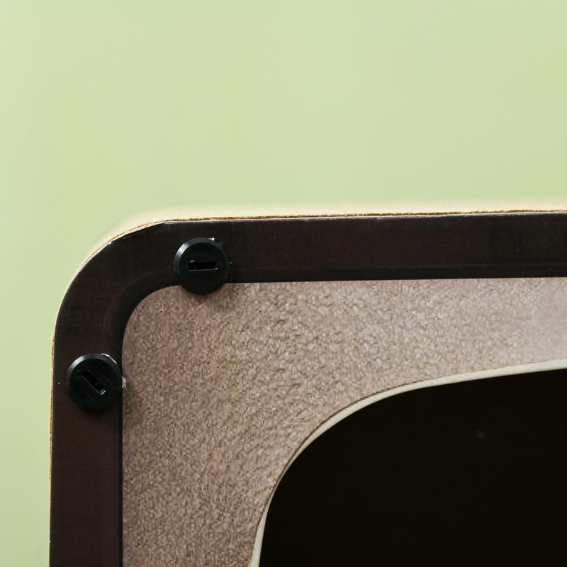 2 in 1 Cat Scratching House with TV Shape Design and Catnip for Indoor Use, Brown