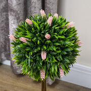 Set of 2 Artificial Topiary Ball Trees with Flowers for Indoor or Outdoor Display Pink