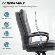 Grey Fabric Swivel Office Chair With Double Padded Seat For All Day Comfort