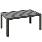 Garden Coffee Table with Quick-Dry Slatted Top for Outdoor Relaxing and Entertaining Grey Outsunny