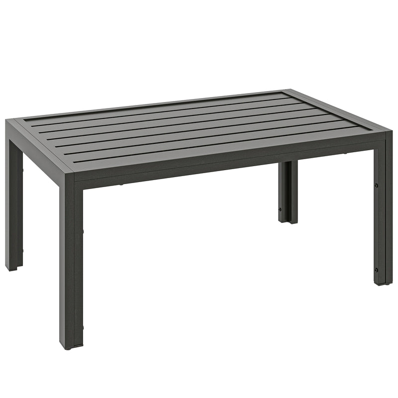 Garden Coffee Table with Quick-Dry Slatted Top for Outdoor Relaxing and Entertaining Grey Outsunny