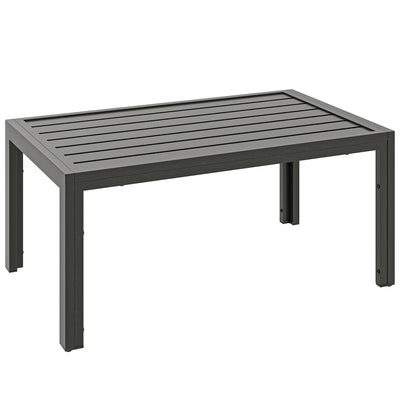 Garden Coffee Table with Quick-Dry Slatted Top for Outdoor Relaxing and Entertaining Grey Outsunny