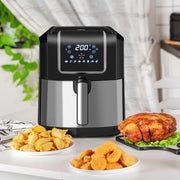 6.5L Black and Grey Air Fryer With Single Basket and Adjustable Temperature Control