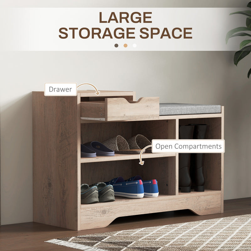 Grey Multi Compartment Shoe Bench with Cushioned Seat by HOMCOM