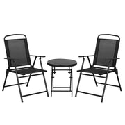 Three Piece Bistro Set with Glass Top Table Black by Outsunny