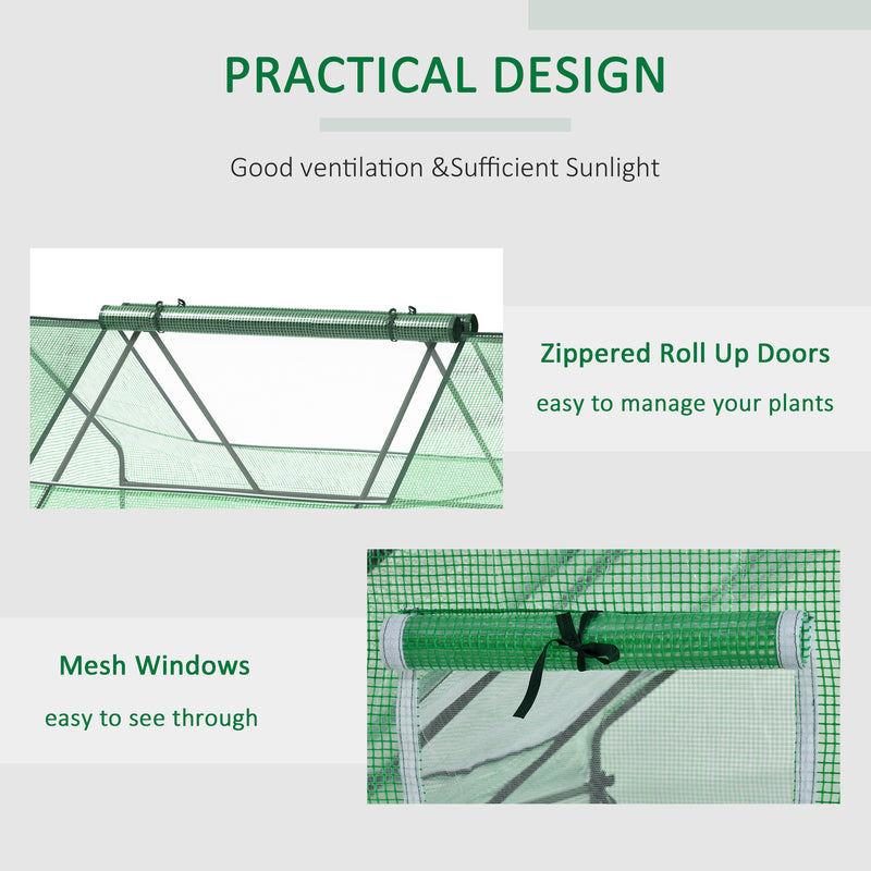 Portable Mini Greenhouse With Zipped Door and Windows For Garden Plants, Dark Green