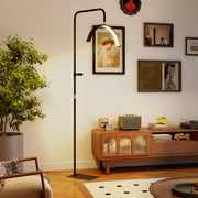 Dimmable Half Moon Floor Lamp With Phone Holder For Beauty Treatments Black AOSOM