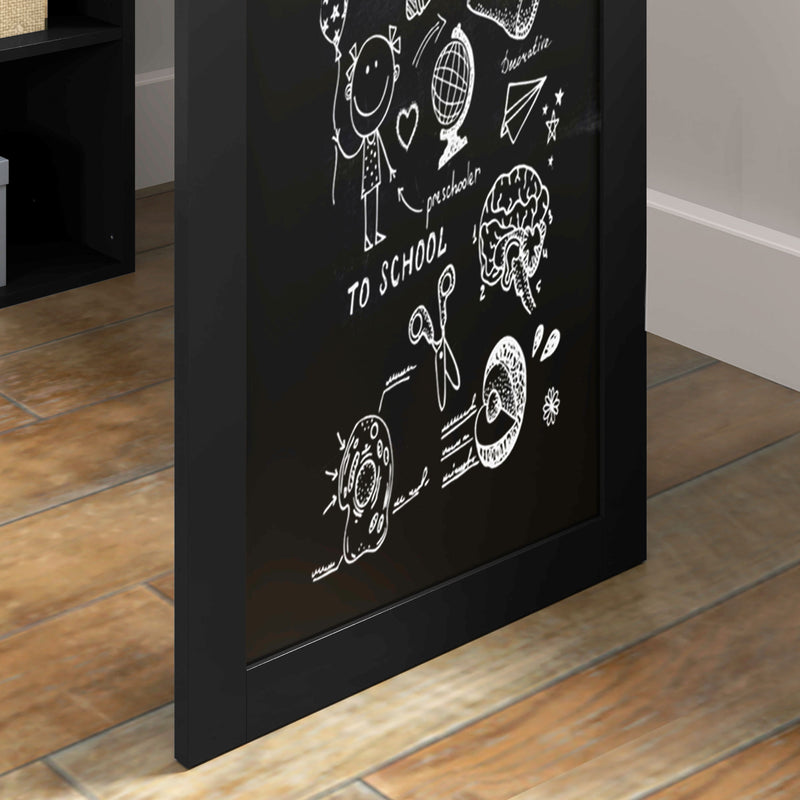 Black Three Part Work Desk with Storage and Chalkboard by HOMCOM