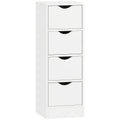 Bathroom Storage Cabinet with Four Drawers for Small Spaces Slim Design White AOSOM