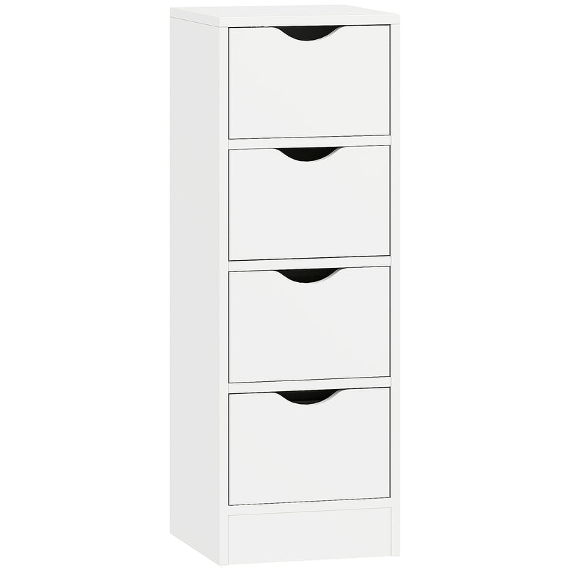 Bathroom Storage Cabinet with Four Drawers for Small Spaces Slim Design White AOSOM