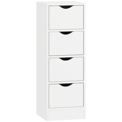 Bathroom Storage Cabinet with Four Drawers for Small Spaces Slim Design White AOSOM