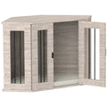 2 in 1 Dog Crate and Side Table with Soft Cushion Ideal for Indoor Use Walnut Brown