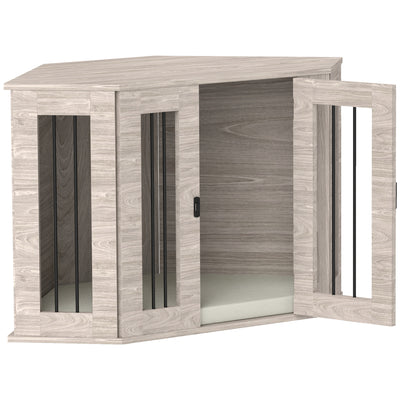 2 in 1 Dog Crate and Side Table with Soft Cushion Ideal for Indoor Use Walnut Brown