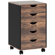 5 Drawer Office Filing Cabinet With Spacious Storage For Home Or Workplace, Rustic Brown