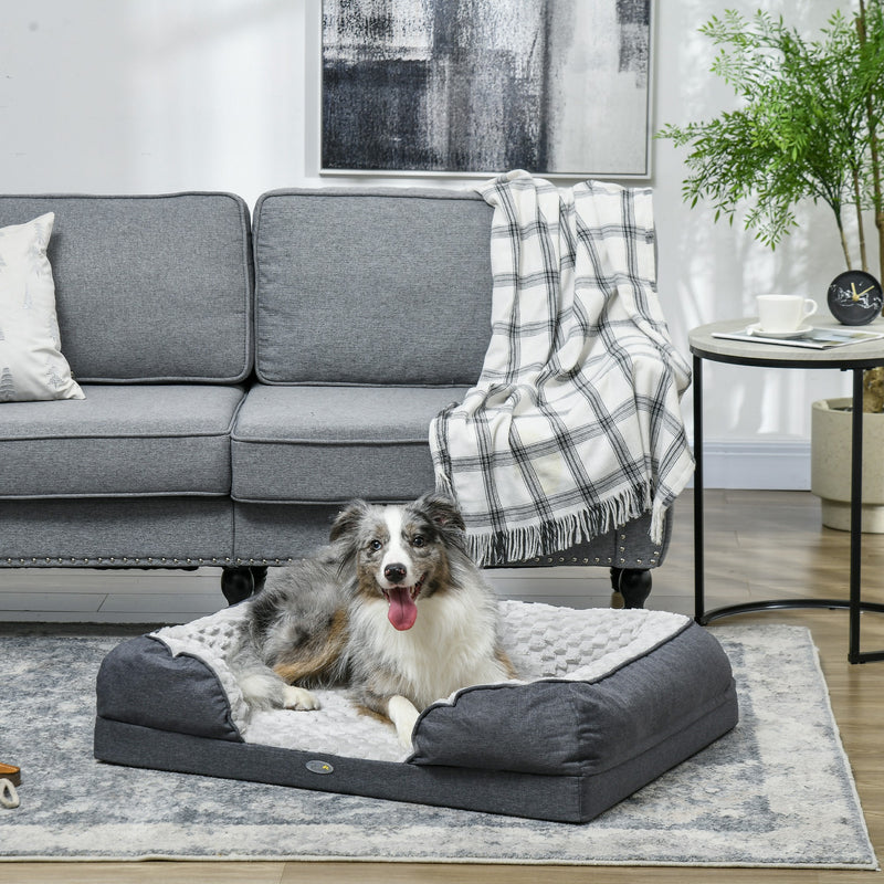 Calming Dog Bed for Medium Dogs with Removable Cover and Anti Slip Base Charcoal Grey