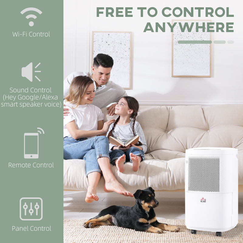 Portable 10L Smart Dehumidifier with WiFi App Control for Home and Laundry Use, White