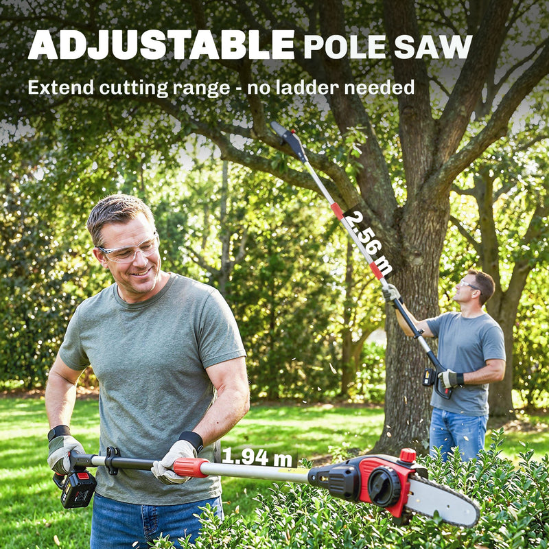 Cordless Pole Chainsaw for Safe Tree Pruning and High Branch Trimming Black AOSOM