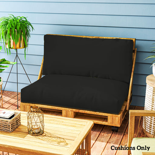Black 2 Seater Pallet Furniture Cushions 20 cm Thick UPF20+ Fabric by Outsunny