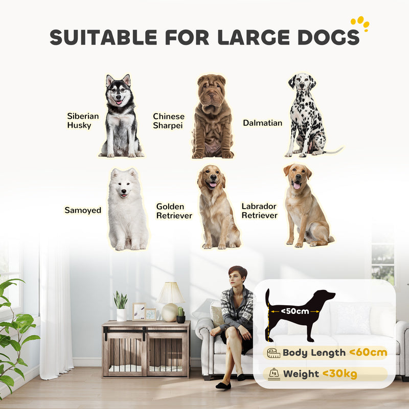 Large Dog Crate Furniture With Removable Cushion Doubles As Side Table, Brown