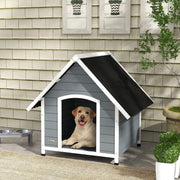 Wooden Outdoor Dog Kennel With Removable Floor for Large Breeds Anti Corrosion Wood Grey