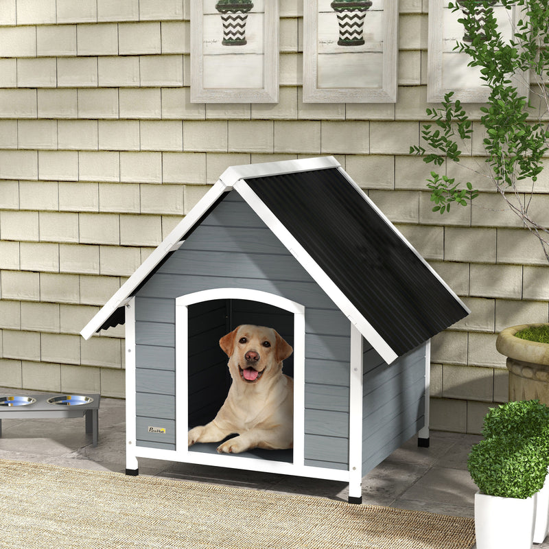 Wooden Outdoor Dog Kennel With Removable Floor for Large Breeds Anti Corrosion Wood Grey