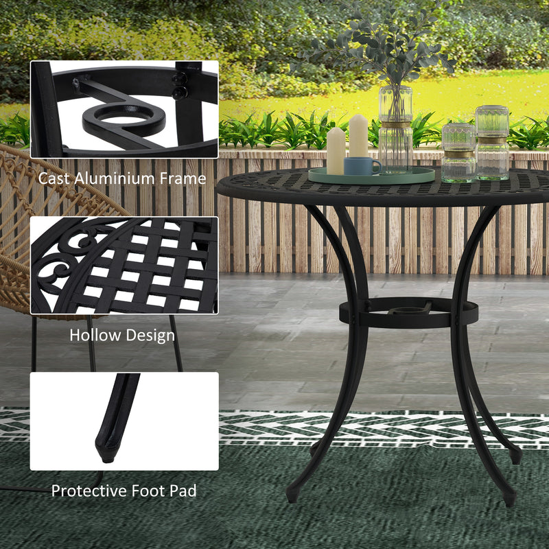 Round Aluminium Garden Table with Parasol Hole Seats 4 Ideal for Patios and Outdoor Dining