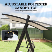 Garden Swing Chair 3 Seater with Adjustable Canopy for Shaded Outdoor Relaxing, Cream White Outsunny