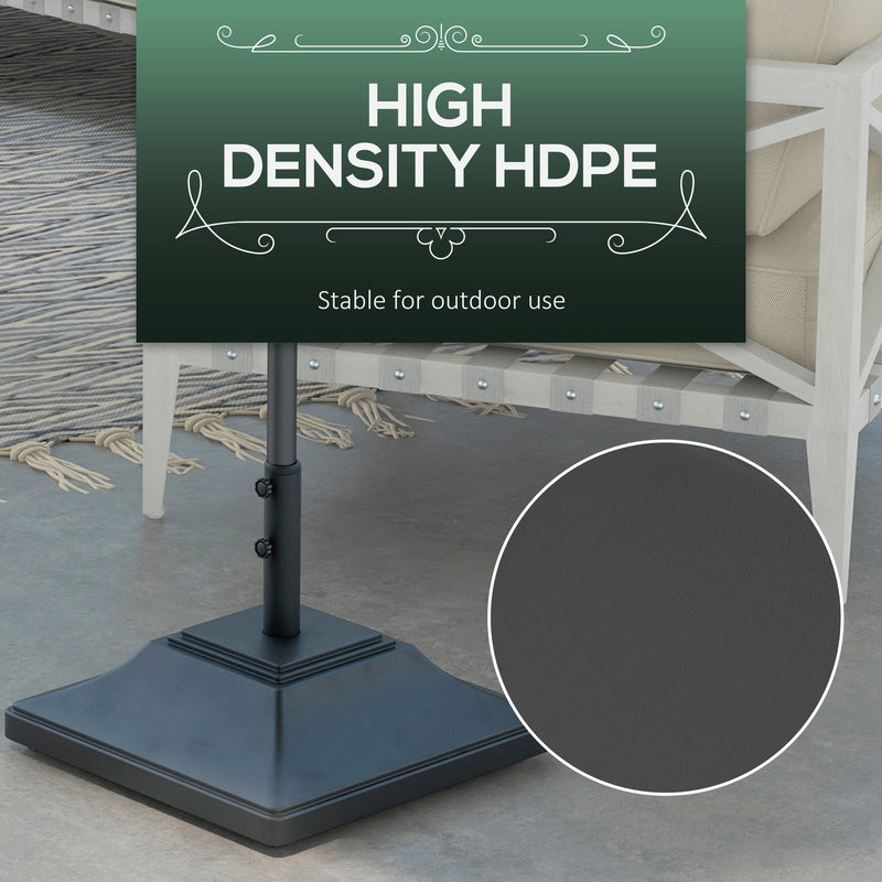 Black 60kg Garden Parasol Base With Wheels Fillable With Water Or Sand For Stability