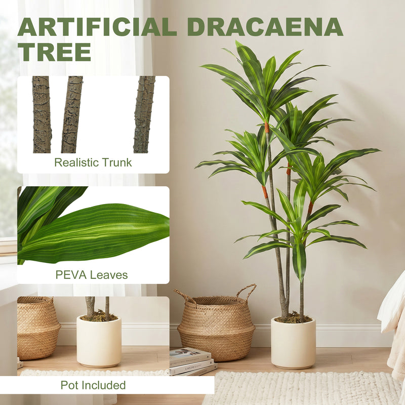 Artificial Dracaena Trees Set of 2 for Easy Year Round Indoor Greenery Green
