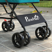 Pet Stroller for Small Dogs or Cats with Foldable Frame and Canopy Dark Green AOSOM
