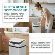 Sensor Kitchen Bin 48L Hands Free Waste Disposal with Soft Close Lid White Homcom