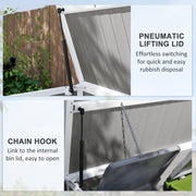 Grey Garden Storage Shed for Two Wheelie Bins Lockable Double Doors with Openable Lid by Outsunny