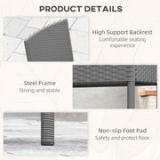 Set of Four Dark Grey Armless Rattan Garden Chairs With Cushions Weather Resistant by Outsunny