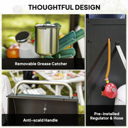 3+1 Burner Gas BBQ Grill with Storage Cabinet and Wheels for Outdoor Cooking by Outsunny