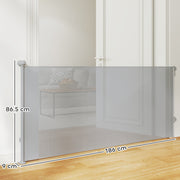 Grey Retractable Dog Stair Gate Extends to 180 cm for Doors Hallways and Stairs