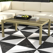 Gold Metal Garden Sofa Set 6 Seater Modular Design With Cushions And Glass Top Coffee Table Outsunny