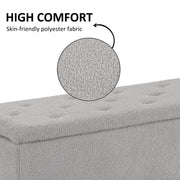 Fabric Storage Ottoman Bench With Wooden Legs For Bedroom Or Lounge 47L Capacity, Grey
